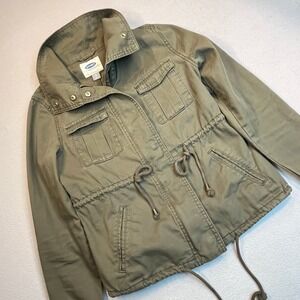 Old Navy Womens Utility Field Jacket Olive Green Canvas‎ Full Zip XS